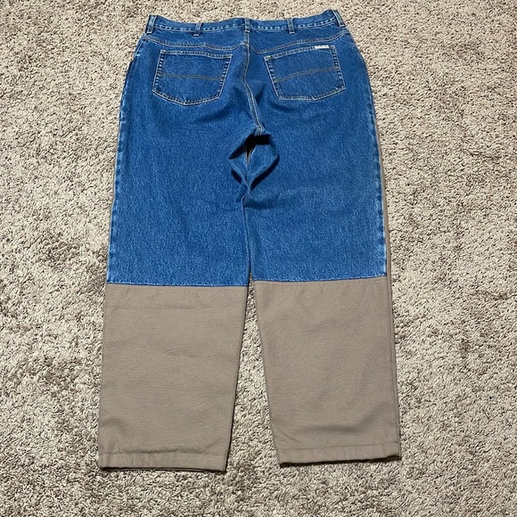 Columbia Men’s Size 40x32 Brush Briar Hunting Pants Canvas Denim Jeans Blue Tan - Picture 4 of 12